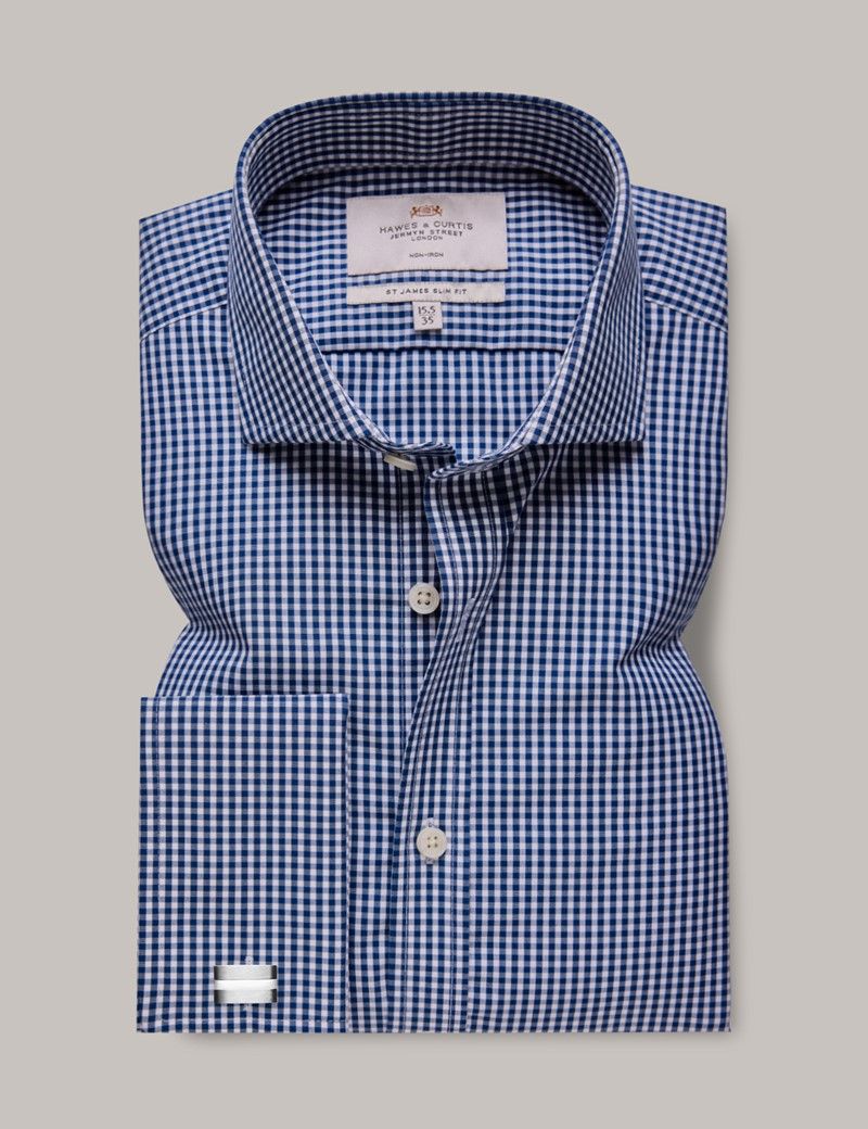 NWOT Holderness & Bourne The McDermott Shirt Windsor Gingham Blue White top Check LG