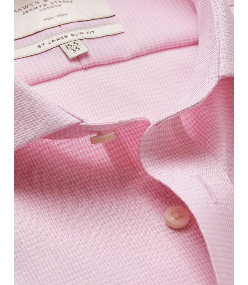 Men's Non-Iron Pink & White Dogtooth Slim Shirt - Windsor