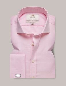 Slim Fit Pink & White Dogtooth Twill Non-Iron Shirt