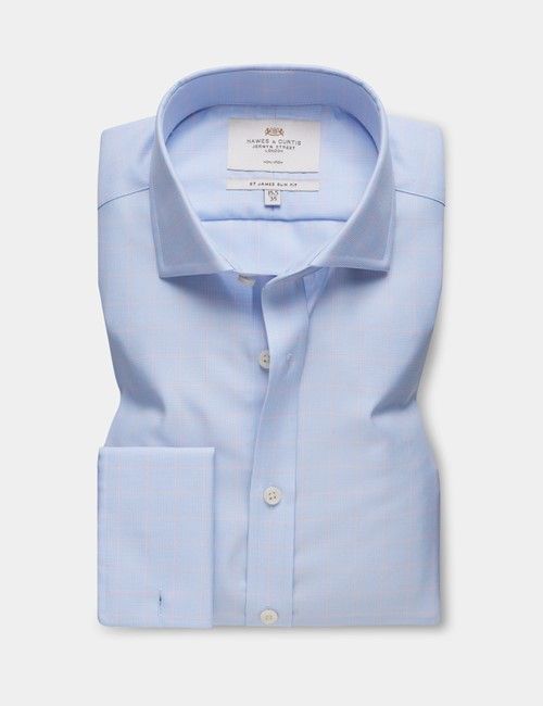 Slim Fit Blue & Pink Plaid Non-Iron Shirt-preview