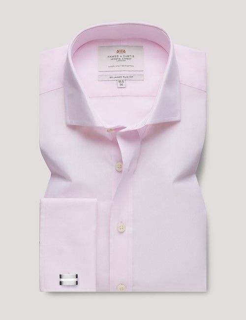 Pink End On End Slim Shirt - Windsor Collar - Double Cuff-preview