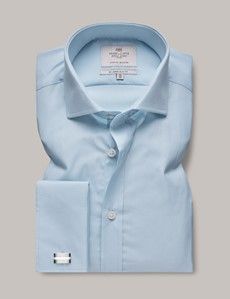 Blue Poplin Slim Shirt - Windsor Collar - French Cuff-preview1
