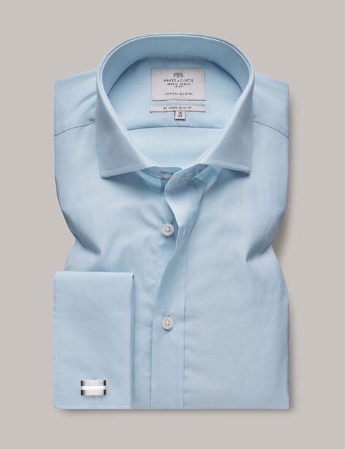 Blue Poplin Slim Shirt - Windsor Collar - French Cuff-preview