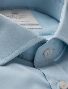 Blue Poplin Slim Shirt - Windsor Collar - French Cuff