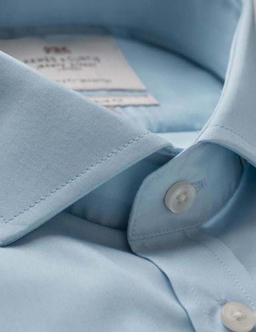 Blue Poplin Slim Shirt - Windsor Collar - French Cuff