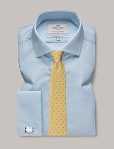 Blue Poplin Slim Shirt - Windsor Collar - French Cuff-preview2