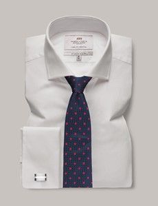White Poplin Slim Shirt - Windsor Collar - French Cuff