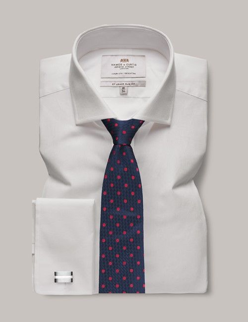 White Poplin Slim Shirt - Windsor Collar - French Cuff