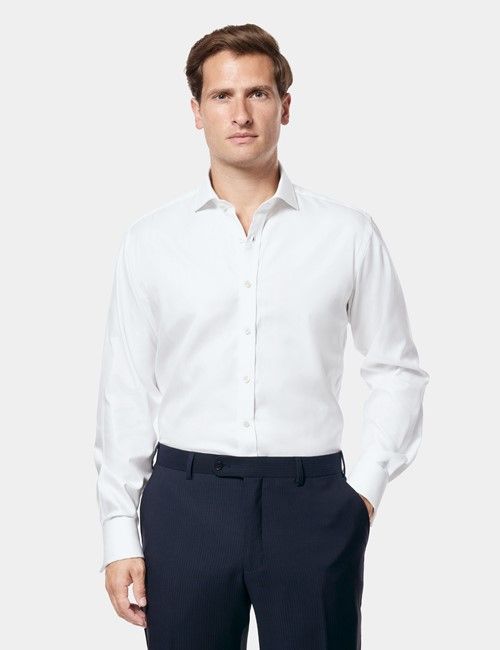 Classic Fit Navy Herringbone Suit Trousers