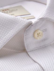 Slim Fit White Fabric Interest Non-Iron Shirt