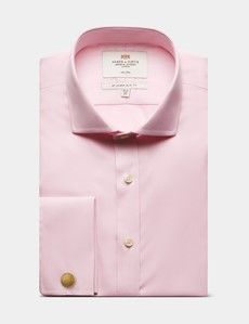 Slim Fit Pink Twill Non-Iron Shirt