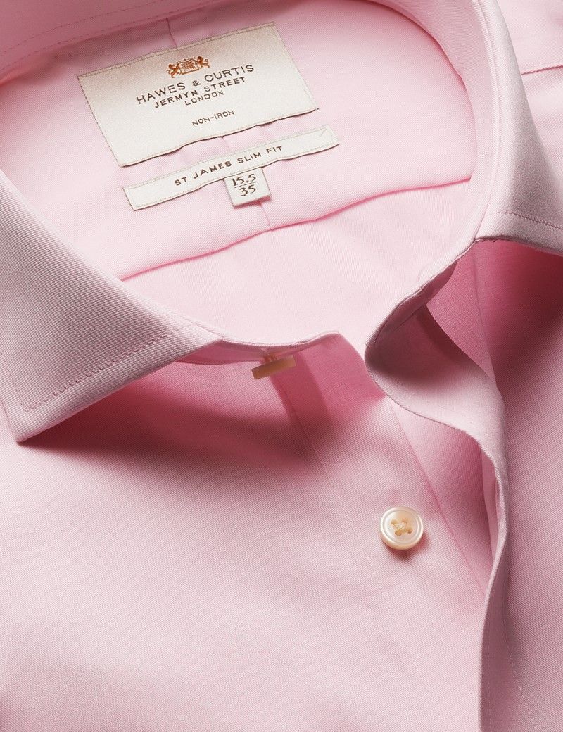 Slim Fit Pink Twill Non-Iron Shirt