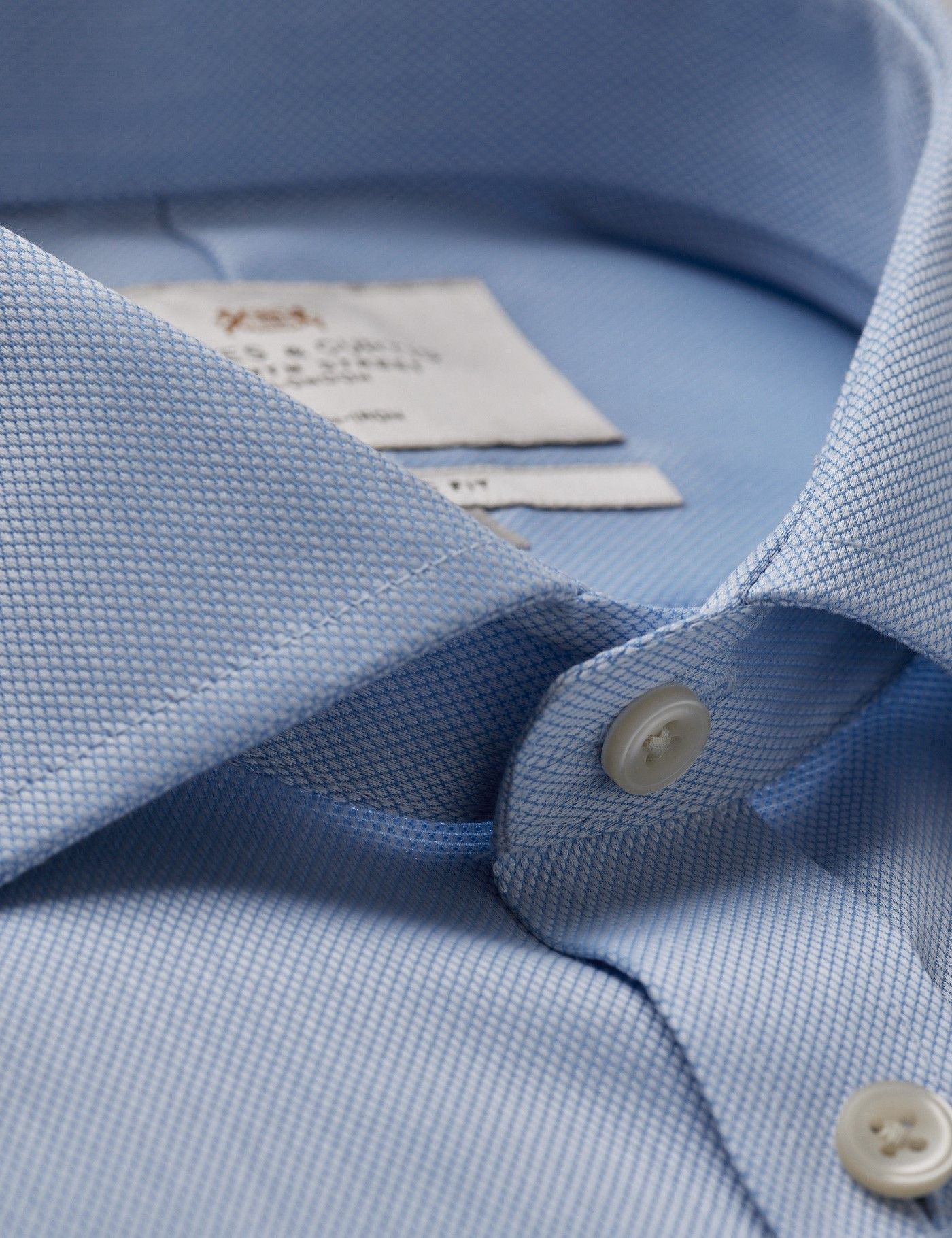 Slim Fit Blue Pique Non-Iron Shirt