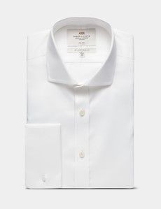 Slim Fit White Pique Non-Iron Shirt