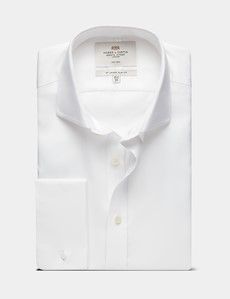 Slim Fit White Pique Non-Iron Shirt