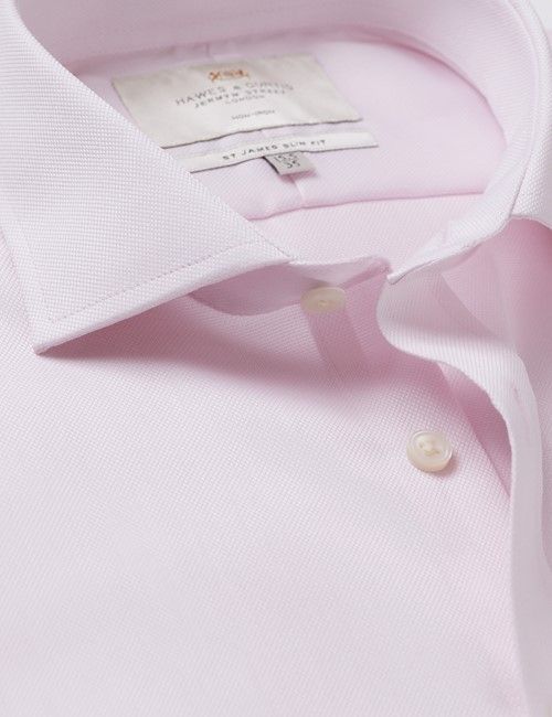 Non Iron Pink Pique Slim Shirt - Windsor Collar - Double Cuff