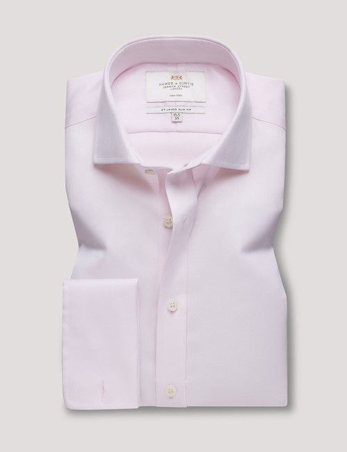 Non Iron Pink Pique Slim Shirt - Windsor Collar - Double Cuff-preview