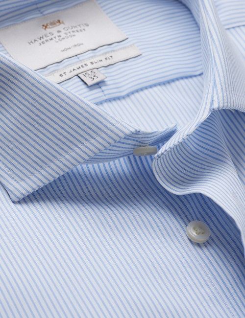 Slim Fit Blue & White Stripe Non-Iron Shirt