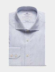 Slim Blue & White Stripe Non-Iron Shirt