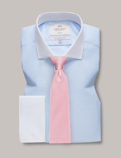 Slim Blue & White Semi Plain Non-Iron Shirt