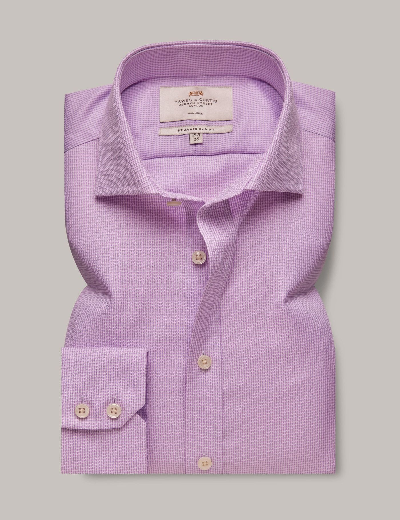 Slim Lilac & White Dogtooth Non-Iron Shirt-preview