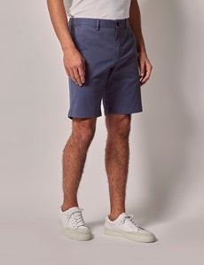 Airforce Blue Garment Dyed Cotton Stretch Chino Shorts
