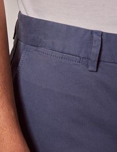 Airforce Blue Garment Dyed Cotton Stretch Chino Shorts-preview1