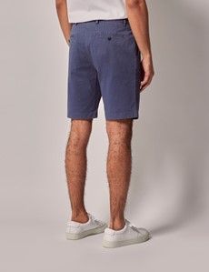 Airforce Blue Garment Dyed Cotton Stretch Chino Shorts-preview2