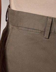 Dusty Olive Garment Dyed Cotton Stretch Chino Shorts-preview1