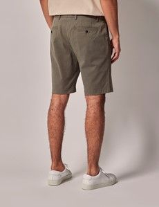 Dusty Olive Garment Dyed Cotton Stretch Chino Shorts-preview2