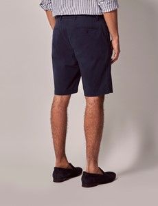 Dark Navy Garment Dyed Cotton Stretch Chino Shorts-preview2