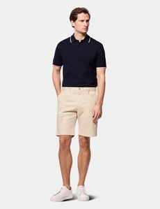 Beige Garment Dyed Chino Shorts