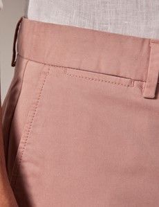 Pink Garment Dyed Cotton Stretch Chino Shorts-preview1