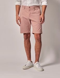 Pink Garment Dyed Cotton Stretch Chino Shorts-preview3