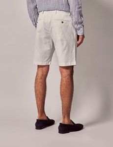White Garment Dyed Cotton Stretch Chino Shorts-preview2
