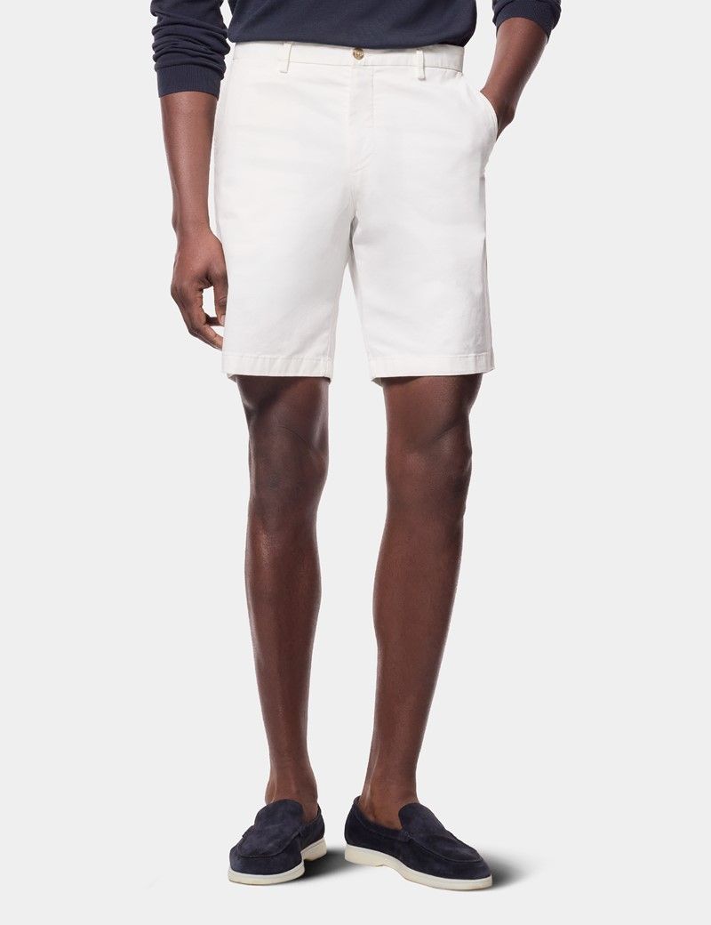 White Garment Dyed Chino Shorts