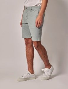 Dark Aqua Garment Dyed Cotton Stretch Chino Shorts-preview3