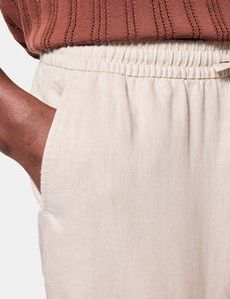 Stone Linen Drawstring Shorts - Machine Washable