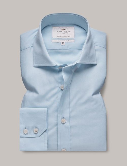 Blue Poplin Slim Shirt - Windsor Collar-preview