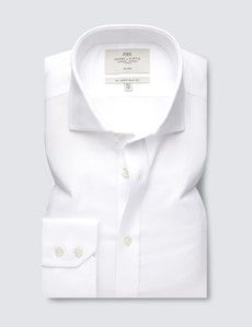 Non-Iron White Textured Weave Slim Shirt - Windsor Collar-preview1