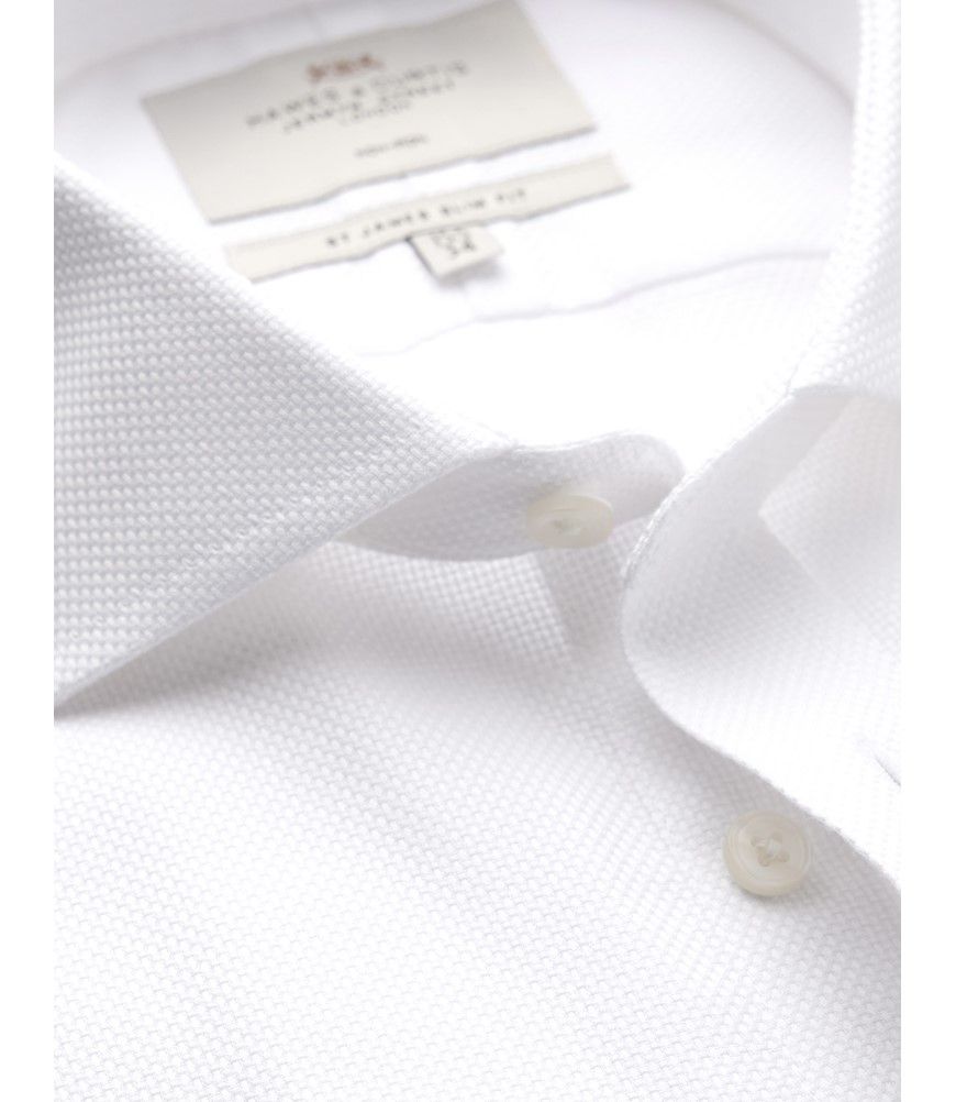 Men's Non-Iron White Textured Weave Slim Shirt - Windsor