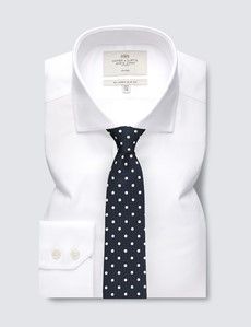 Non-Iron White Textured Weave Slim Shirt - Windsor Collar-preview2