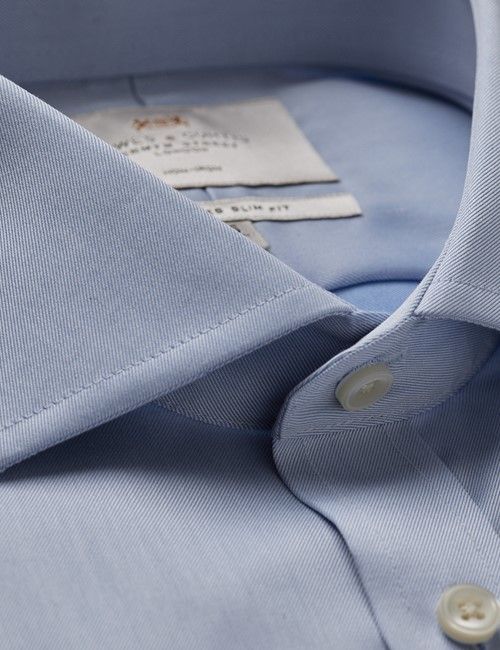 Non-Iron Blue Twill Slim Shirt - Windsor Collar