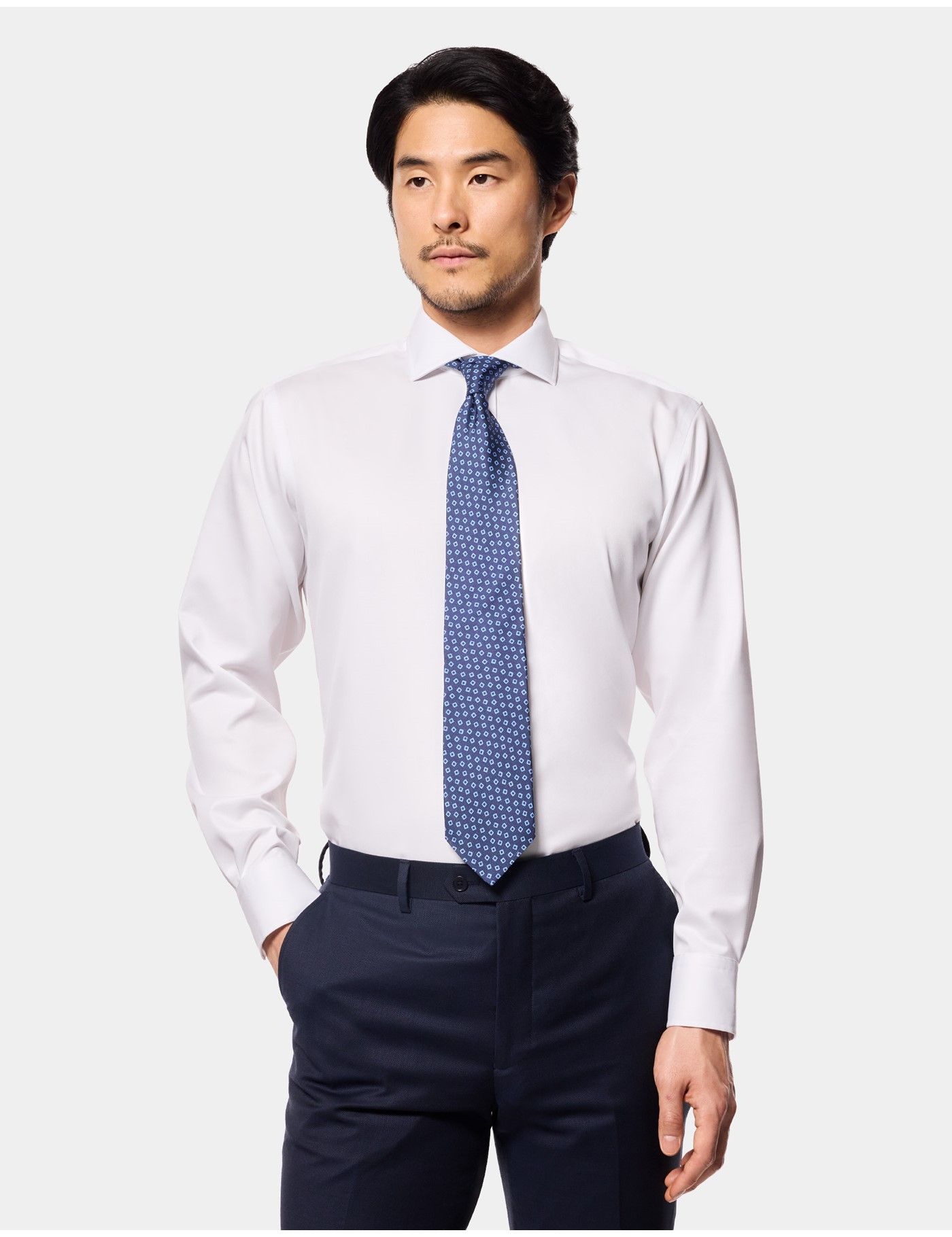 Slim Fit Light Blue Dobby Spot Curtis Shirt