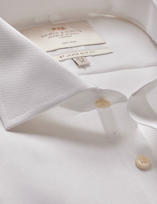 Non-Iron White Pique Slim Shirt - Windsor Collar