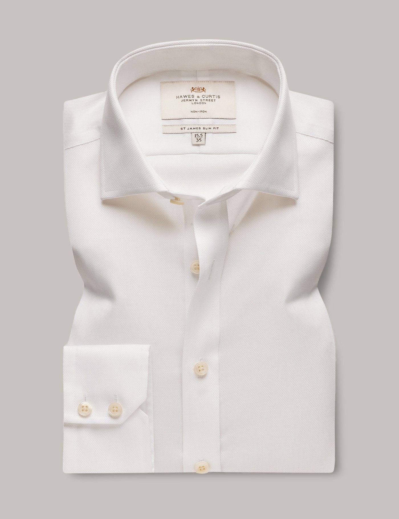 Slim Fit White Pique Non-Iron Shirt-preview