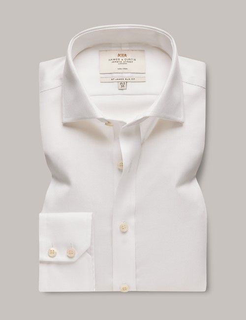 Non-Iron White Pique Slim Shirt - Windsor Collar-preview