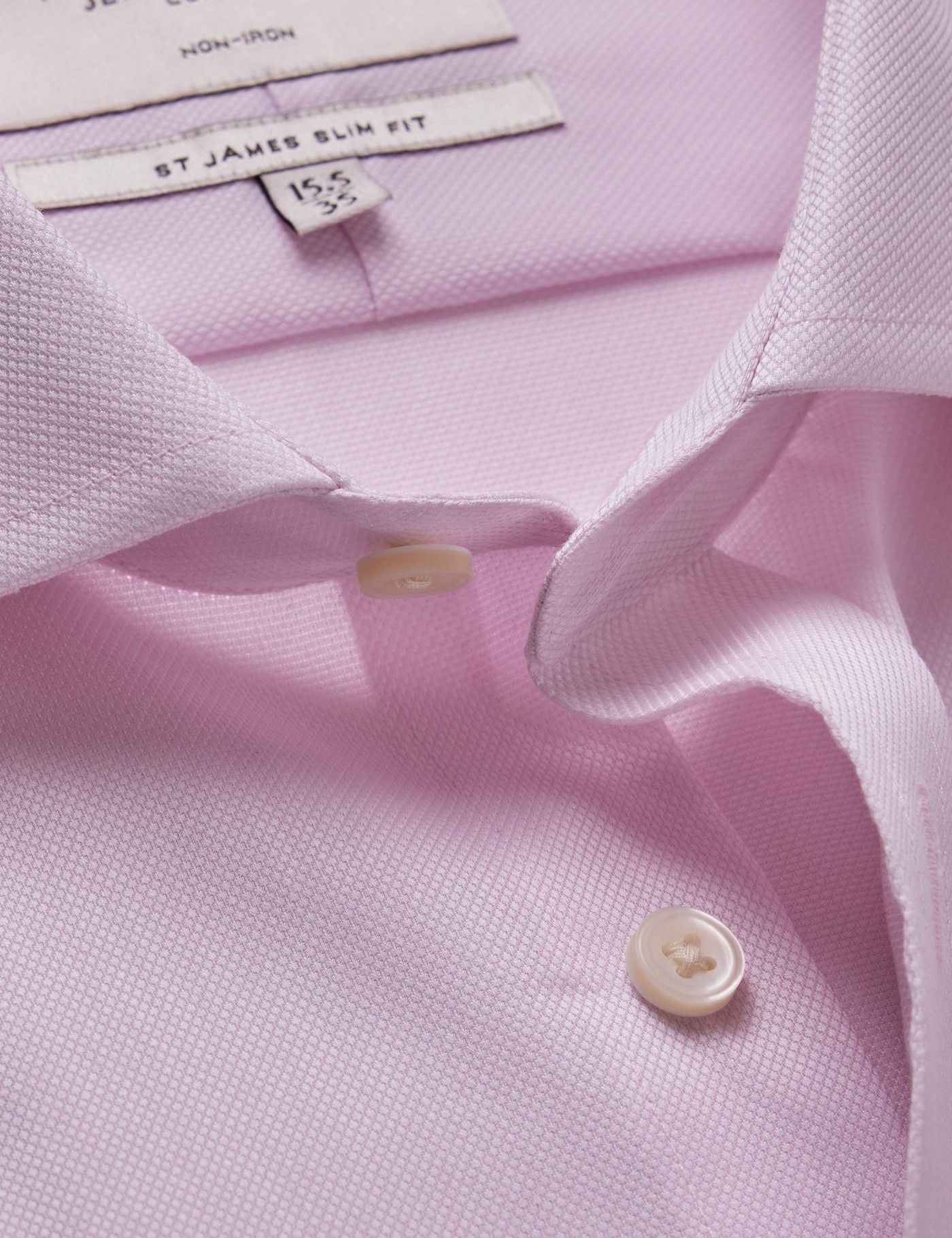 Slim Fit Pink Pique Non-Iron Shirt