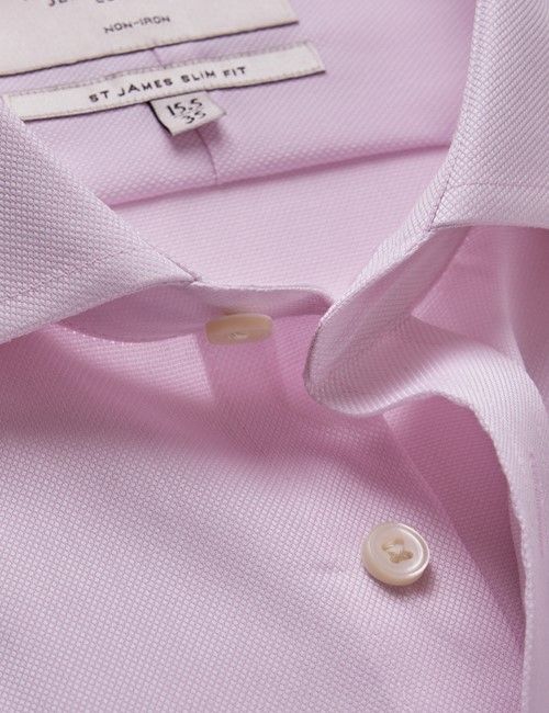 Non-Iron Pink Pique Slim Shirt - Windsor Collar