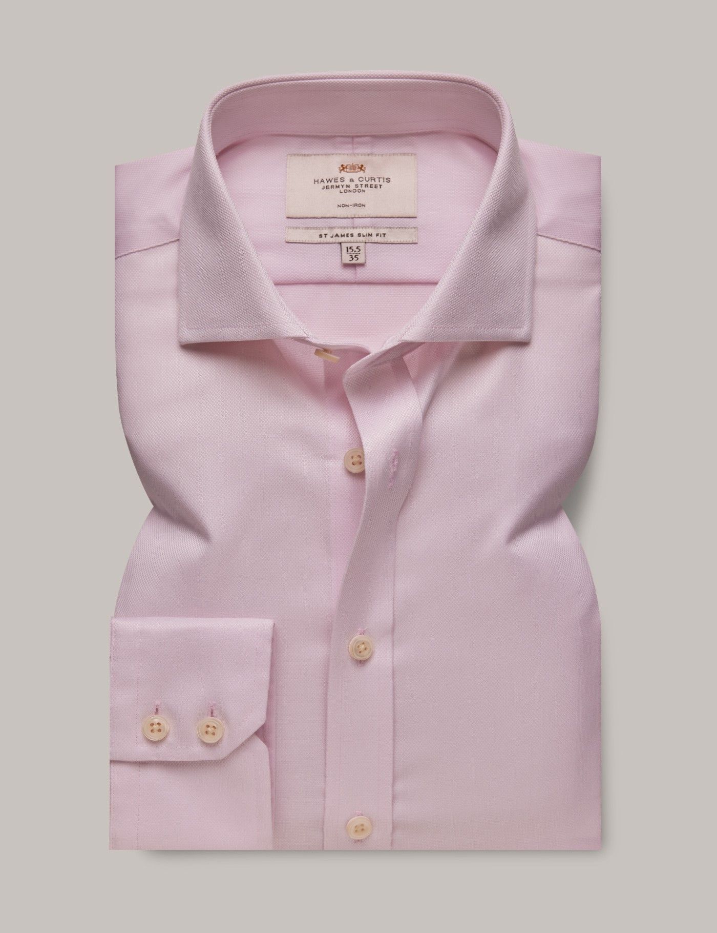 Slim Fit Pink Pique Non-Iron Shirt-preview